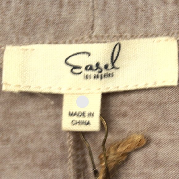 Easel Beige Open Front Ruffle Bottom Cardigan Small - Picture 7 of 7